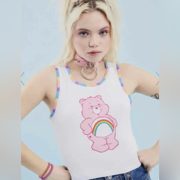 Dolls Kill Tops - Dolls Kill X Care Bears Sleeveless Cropped Tank Top Size Large